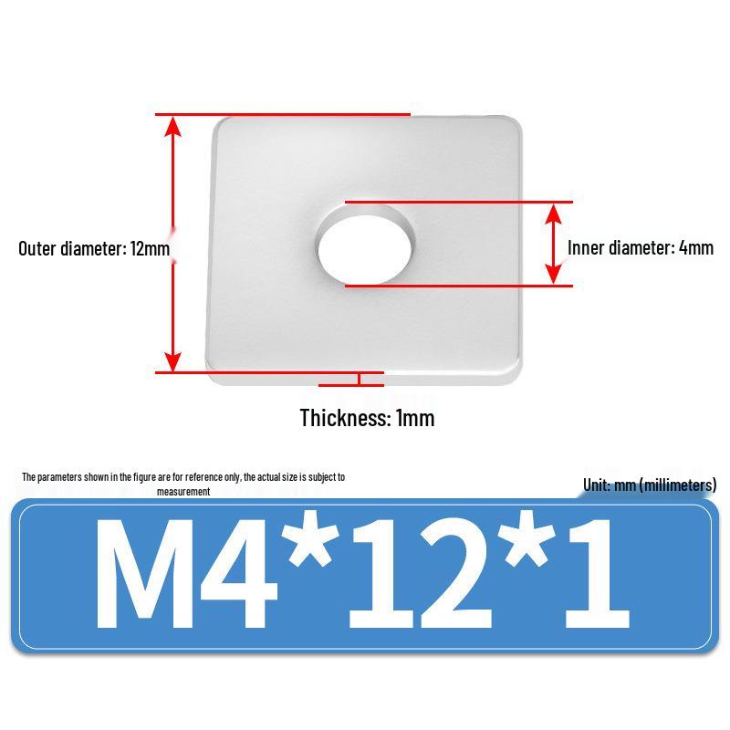 304 Stainless Steel Thickened Square Flat Washers M4-M24