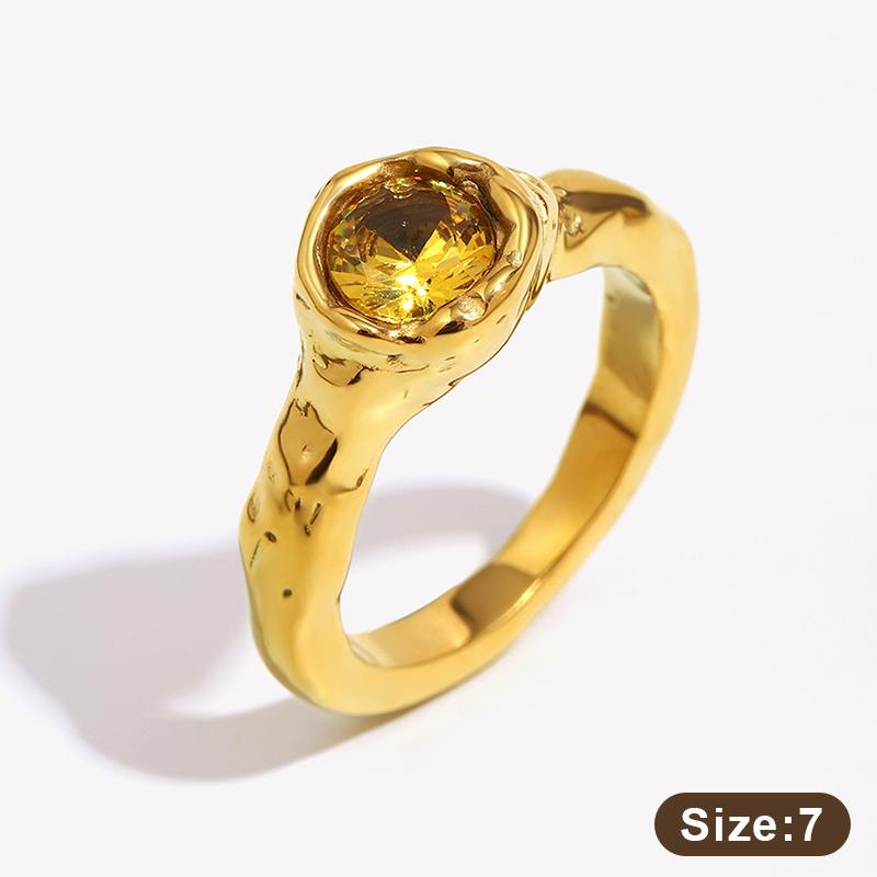 

Women S Shiny Single Champagne Color Zircon Thin Rings Gold Plated Stainless Steel Jewelry Accessories