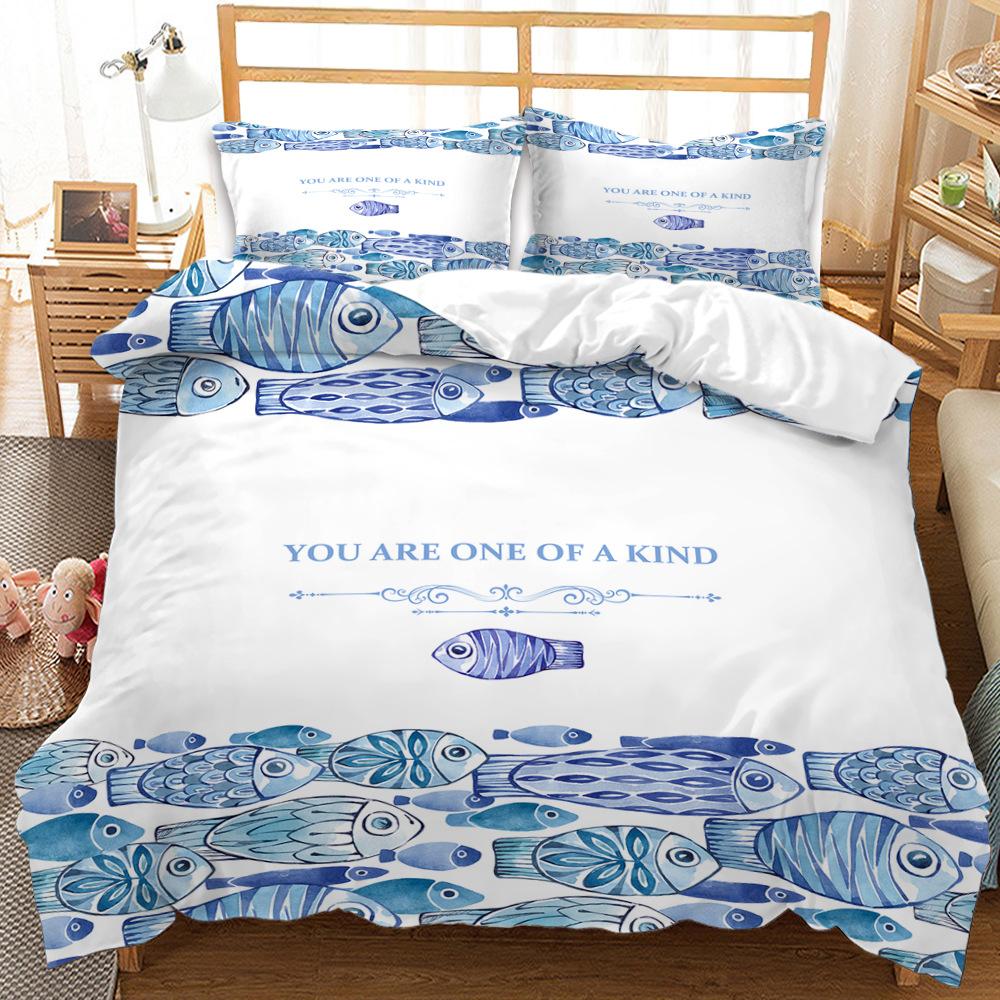 Set de lenjerie de pat cu model de animale oceanice 3D Set de lenjerie de pat pentru cuvertură cu imprimeu animal și husă de pernă Set de lenjerie de pat AU/EU/US Decorație completă pentru casă