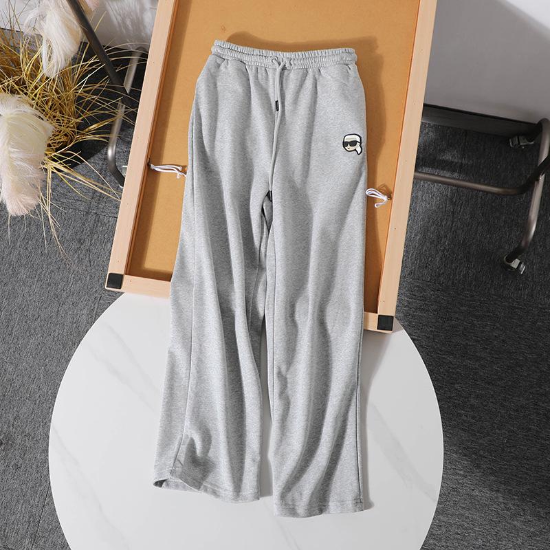 

Women s American-Style High-Waist Cotton Sweatpants with Lace-Up Small серый
