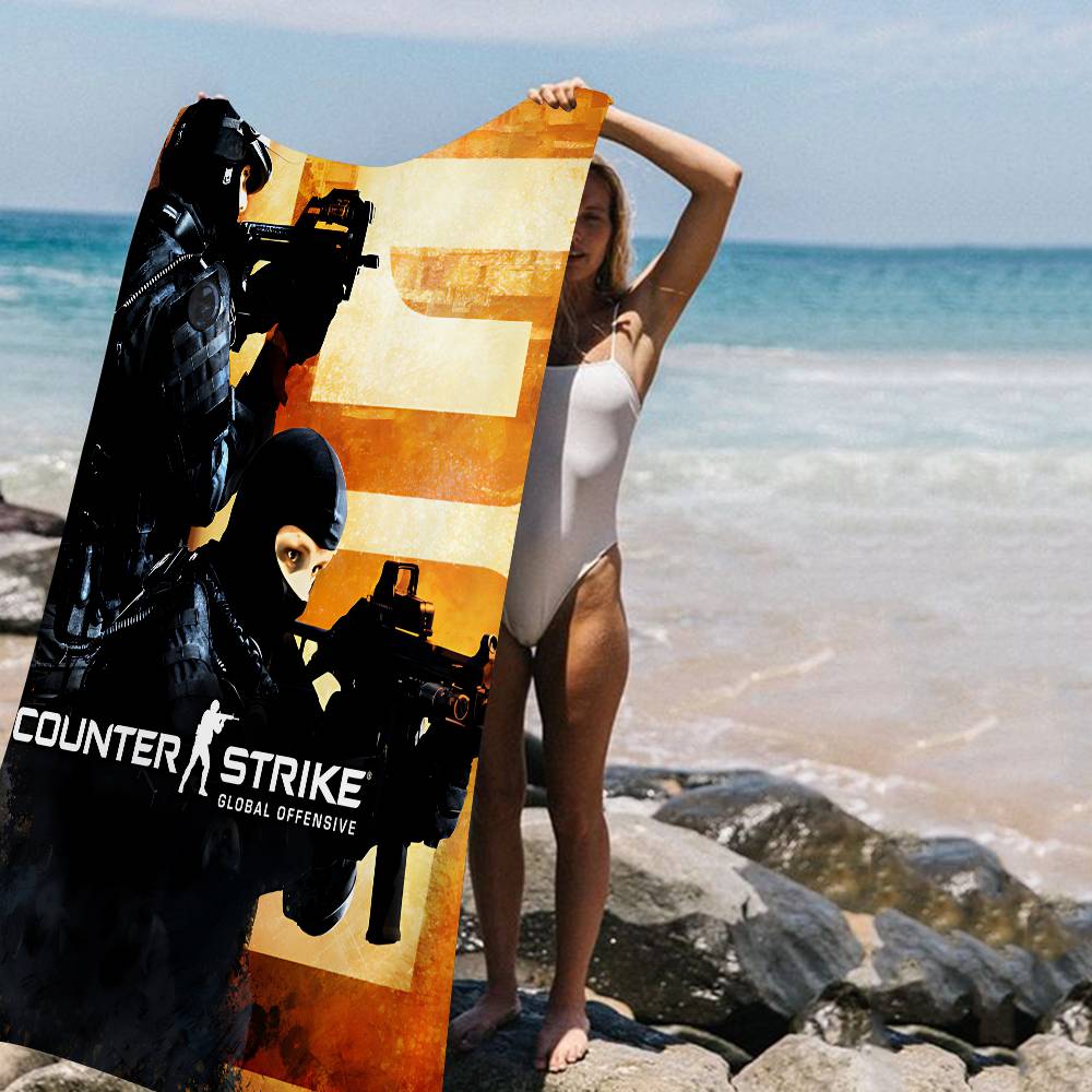 Counter-Strike CS 2 Vintage Microfiber Printed Beach Towel Mountain Climbing Yoga Beach Swimming Running Absorbent Soft Towel