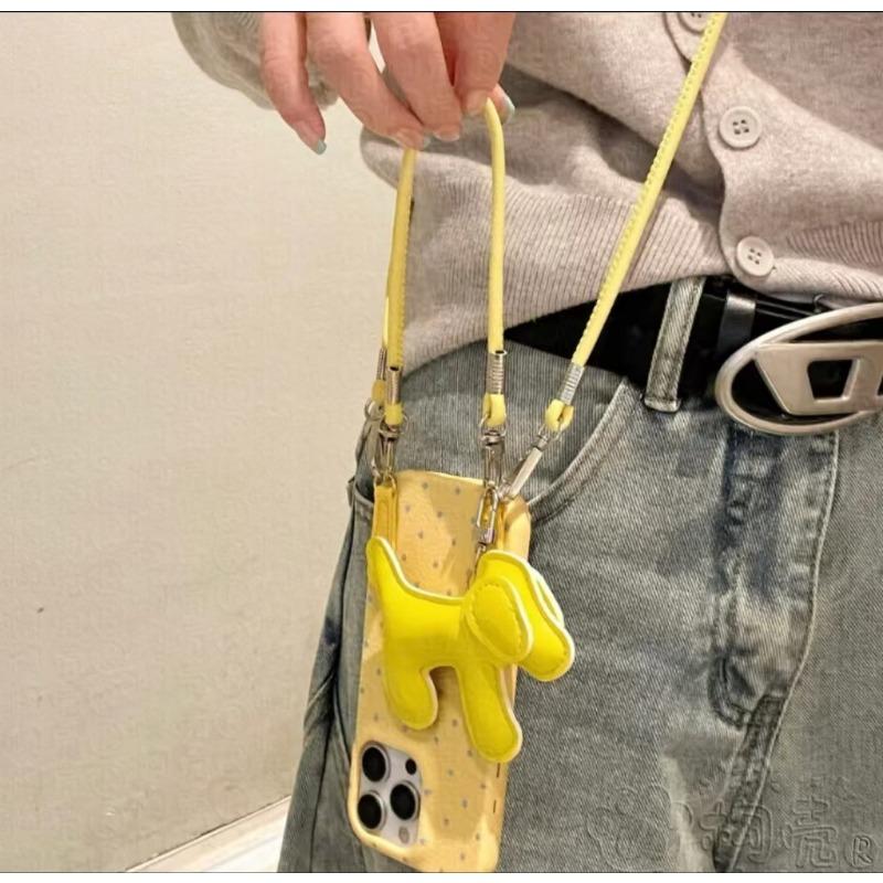 Leather Dog Pendant Crossbody Rope Suitable for Apple 16 Promax Mobile Phone Case IPhone 15 New Model