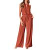 Women's Summer 2-Piece Outfit Casual Sleeveless Halter Top Wide Leg Pants Set Summer Cotton Linen Lounge Suit