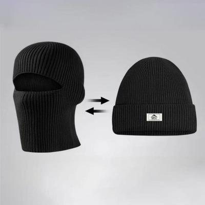 Warm Knitted Ski Mask 2 In 1 Full Face Beanie Cap Casual Winter Balaclava Hat Outdoor Sports
