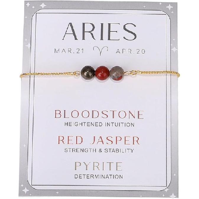 COLORFUL BLING Zodiac Bead Bracelets Healing Crystal 12 Constellation Natural Stone Chakra Stretch Adjustable Bracelets Birthstone Anxiety Relief