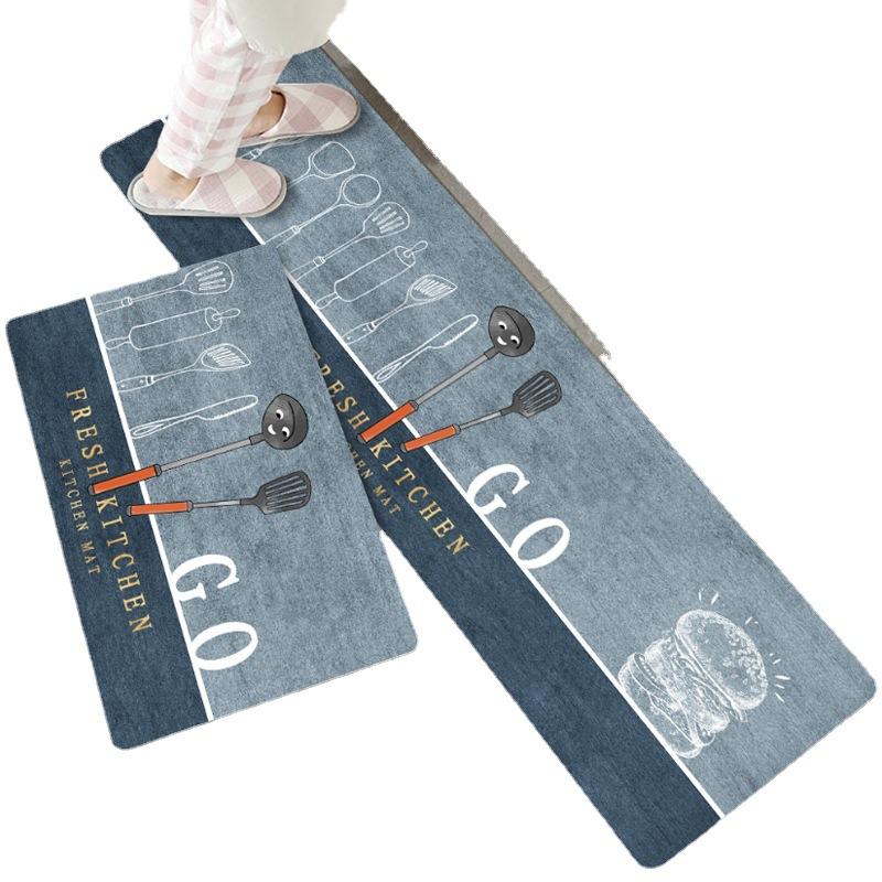 Kitchen Floor Mat Leather Washable and Scrubable Carpet Floor Mat Pattern