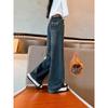 Girls' Medium-Large Plush Denim One-Piece Winter Pants - New Korean Style, Versatile Narrow/Wide Leg Design