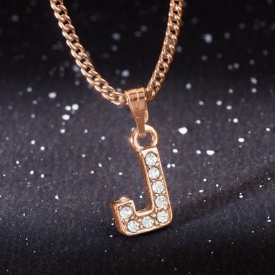 Rosegold Splendid Women's Medium Letter J Pendant with Austrian Crystals