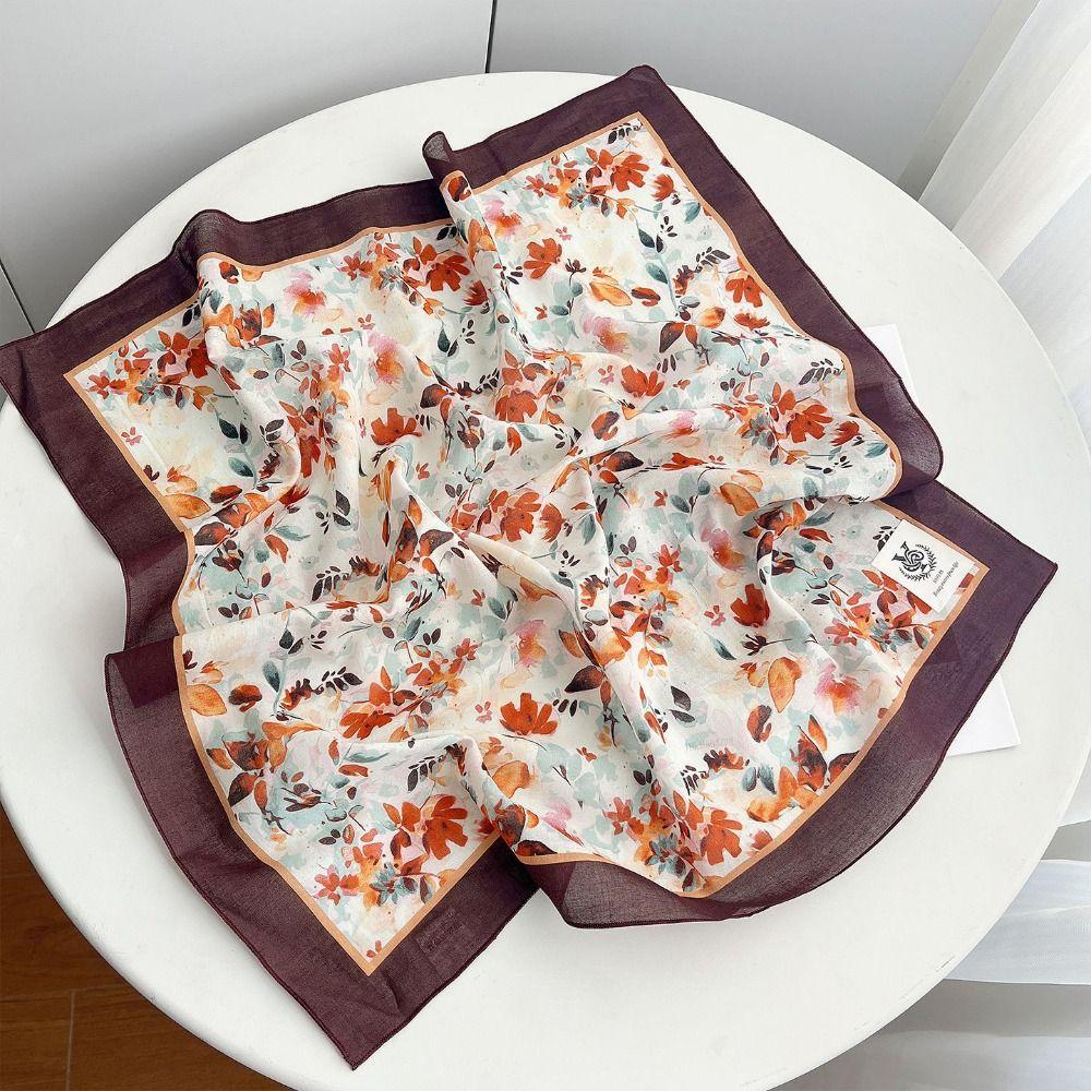 Thin Cashew Nut Print Silk Scarf Breathable Square Handkerchief  Clothing Accessories
