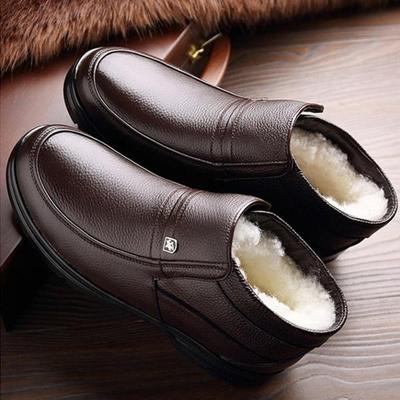 Adatto per stivali invernali da uomo in vera pelle Stivali da neve caldi da uomo in peluche di alta qualità Oxford Scarpe da uomo Stivali di cotone