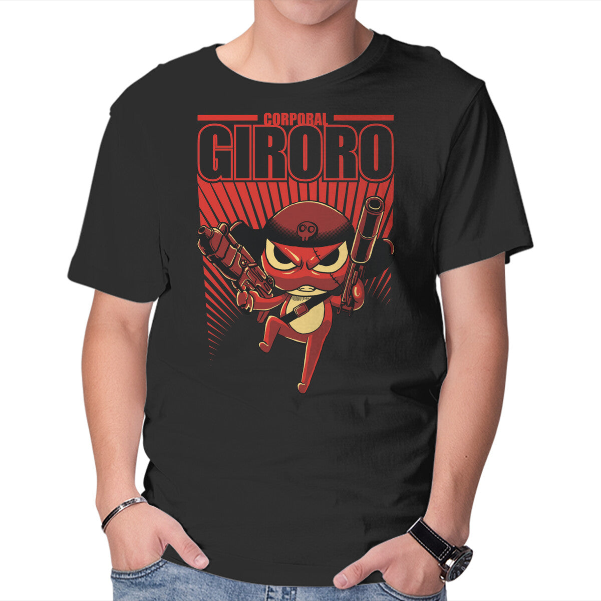 Unisex Crew Neck T-Shirt Corporal Giroro Graphic Short Sleeve Casual Tee M