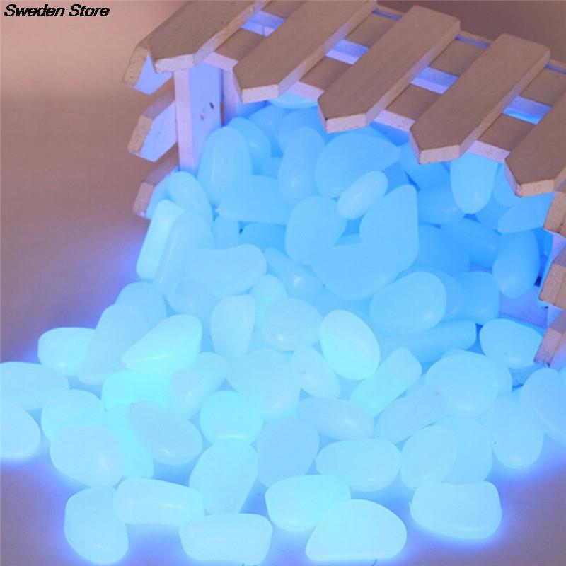 10/100pcs/lot Luminous Pebbles Rocks Garden Ornaments Stone Glow In The Dark Garden For Walkways Fish Tank Decorations