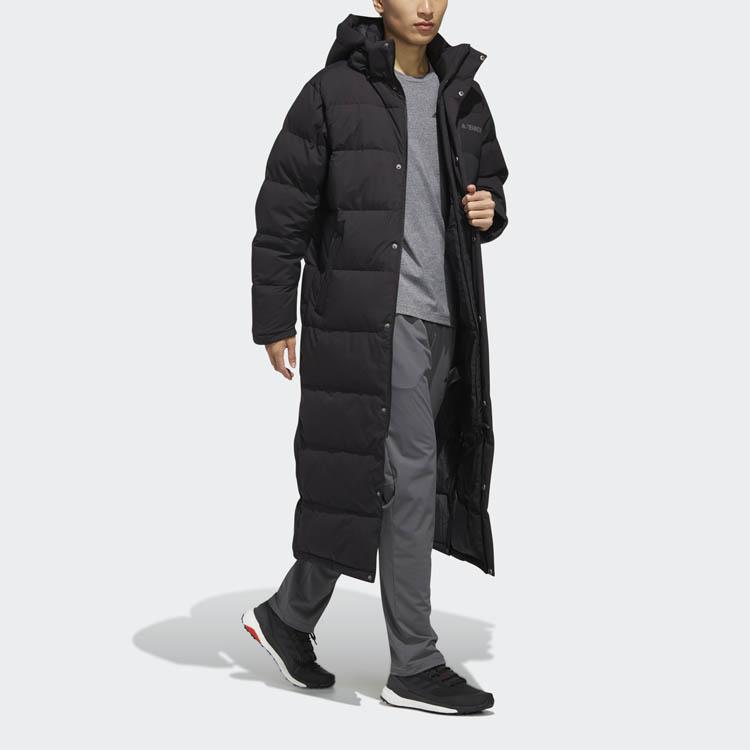 Adidas Xplr Down Bench Mid-Length Hooded Down Jacket Men Outerwear Black FJ9241