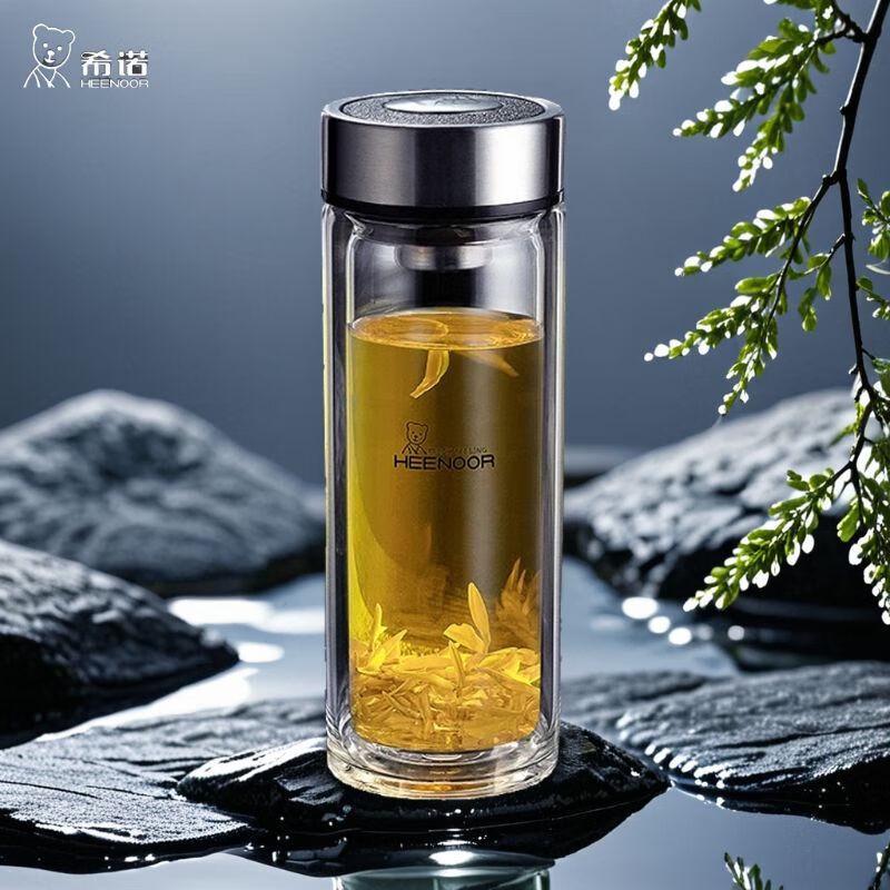 Heenoor Double Wall Glass Cup with Tea Infuser