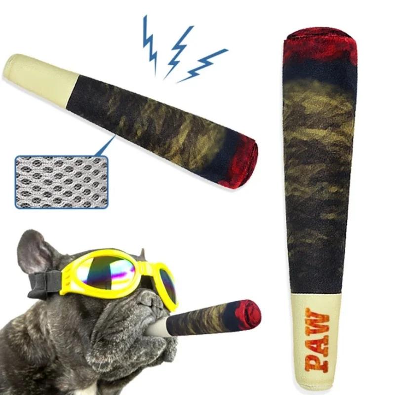 Zábavné interaktivní hračky pro psy Design doutníku Plyšové pískací hračky pro mazlíčky Broušení zubů Kreativní žvýkací Cool plyšové dárky k narozeninám psa