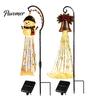 Solar Powered Garden Lights Christmas Light, Outdoor Metal Stake Automatic Charging Patio Star Snowflake Waterfall String Lamp, Holiday Yard
