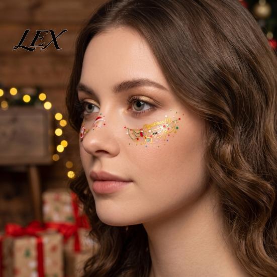 Easy To Apply Face Tattoos Christmas Tattoo Stickers, Waterproof Temporary with Tree Deer Stickers for Snowflake, Remove, Holiday Party Makeup