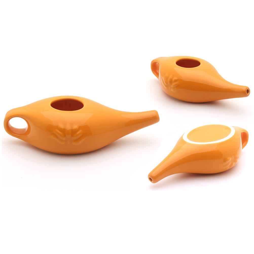 250ml White Ceramic Nasal Rinse Pot Professional Yoga Nose Cleaning Bottle