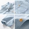 Summer Casual Denim Short Sleeve Shirts Men Clothing Pure Cotton Slim and Thin Soft Streetwear