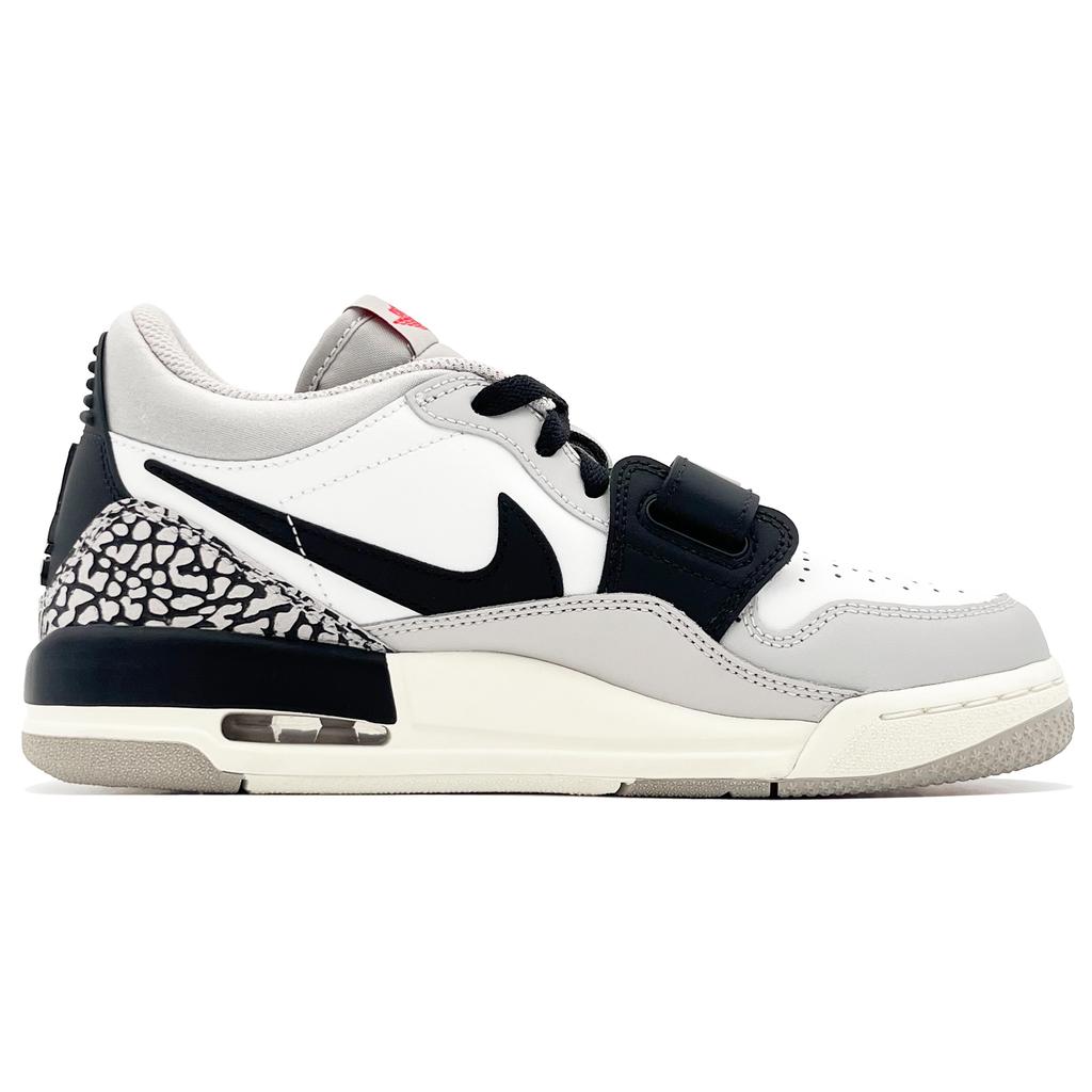 Jordan Legacy 312 Leather Cushioning, Wear Resistant Low top Vintage Basketball Shoes GS Black White Gray CD9054-101(Team414-)