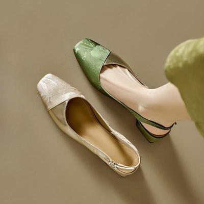 Sandálias de Moda com Tira no Tornozelo e Bico Quadrado Sapatos de Salto Quadrado Fivela de Uma Palavra Sandálias Senhora Retrô Elegantes Sapatos de Salto Gatinho