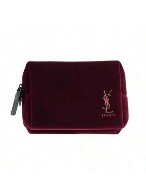 Neceser YSL, hecho de tela de terciopelo, conveniente para guardar pintalabios, llaves, cosméticos. Un neceser de maquillaje elegante y con estilo, perfecto como regalo.