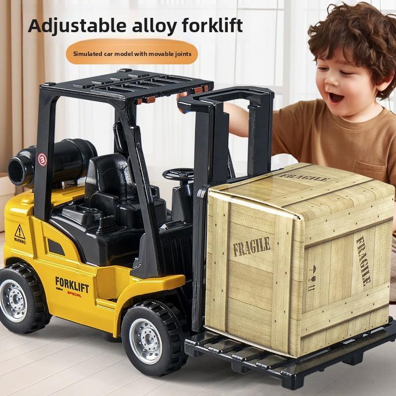 Plastic Inert Construction Forklift Toy For Kids With Push And Pull Functionality