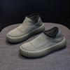 Knitted Mesh Platform Single Shoes, Women's Large Size Sports Wind Round Head Fly-woven Foot Cover Lazy Loafers
