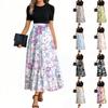 Women's Fashion Casual Belt Short Sleeve Round Neck Floral Stitching Elegant Temperament Dress
