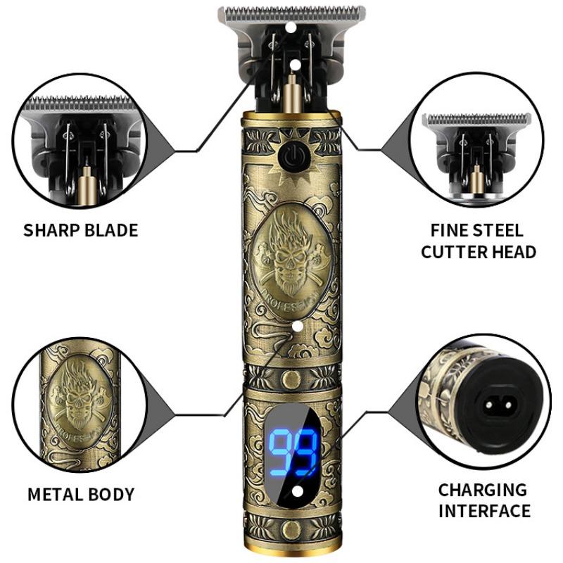 New Hair Clipper LCD Digital Display Household Hair Clipper Retro Oil Head Electric Clipper T9 Beard Carving Small Clipper Electric