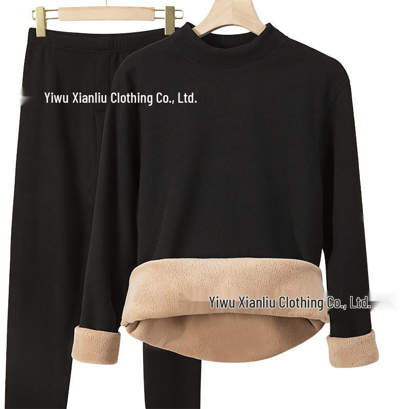 Men’s and Women’s Cozy Velvet Thermal Underwear Set for Autumn and Winter