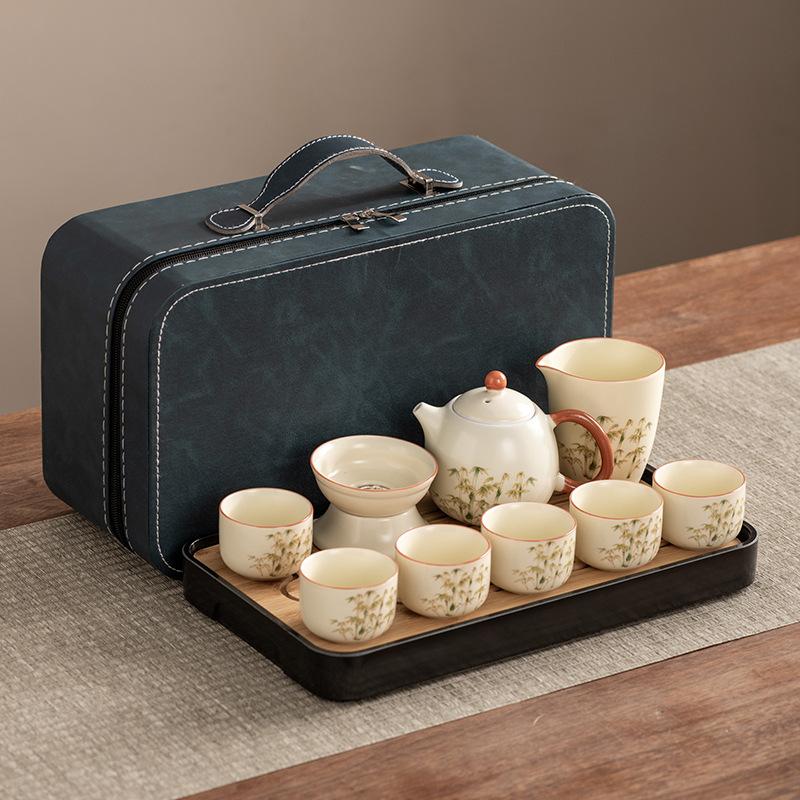 Dragon Egg Teapot Huang Ru Kiln Travel Kung Fu Tea Set Household Portable Teacup Teapot Light Luxury Business Gifts