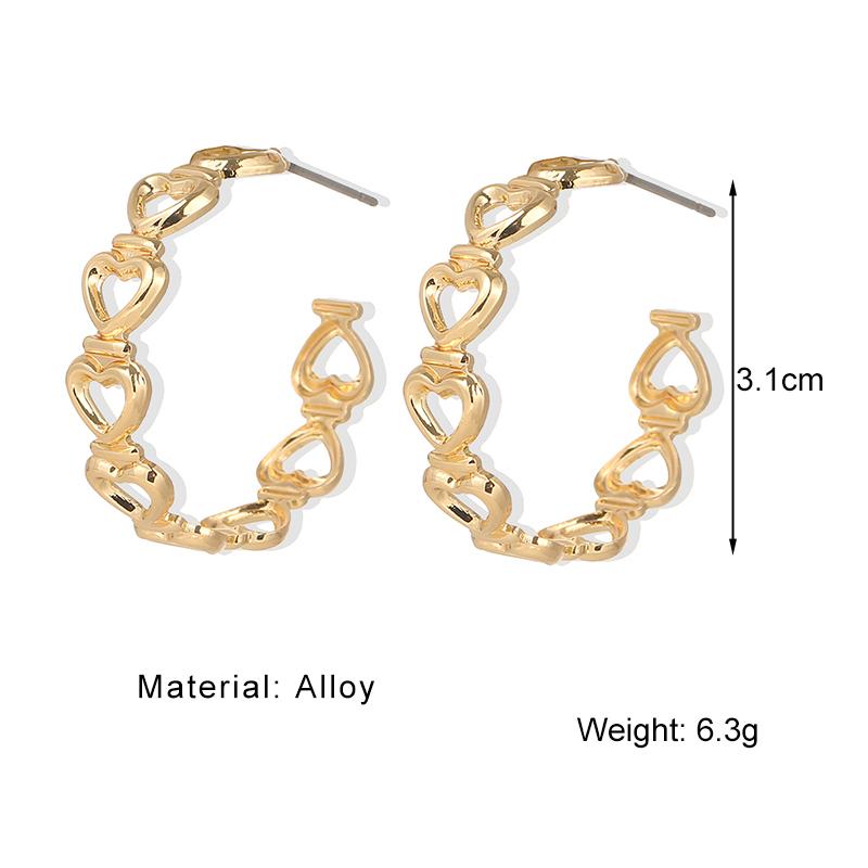 2024 Simple and Creative Retro Exaggerated Hollow Chain C-shaped Earrings Female Personality Geometric Girl Earrings