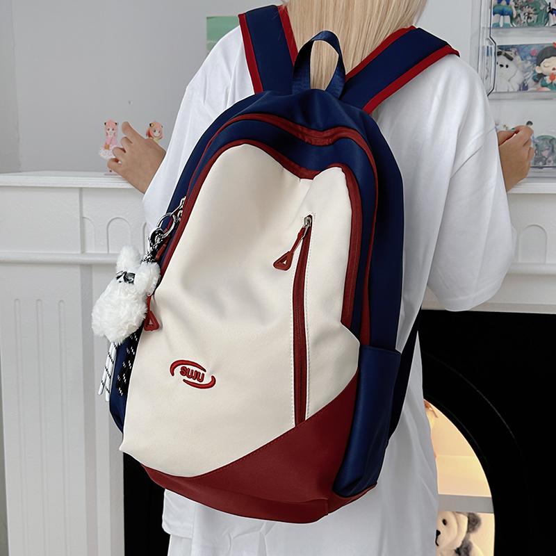 Junior School Student Schoolbag Color Contrast Backpack Girl College Style Backpack