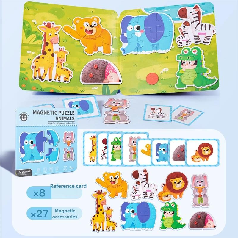 Montessori Magnetic Dress-Up Jigsaw Puzzle Wooden Toy for Children Educational Cognition Game Parent-Child Interactive Learning