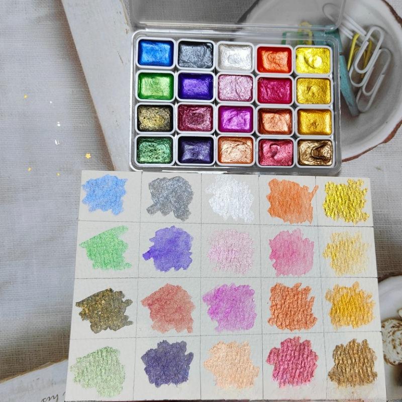 

1ml Pearlescent Solid Color Watercolor Pigment Set Handmade Solid Water Color Art Watercolor Drawing Nail Painting Decoration 1ml grid