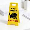 Cat Vomit Caution Sign Humorous Cat Puke Warning Sign Novelty Gag Gifts for Pet Lovers Home Desk Decor