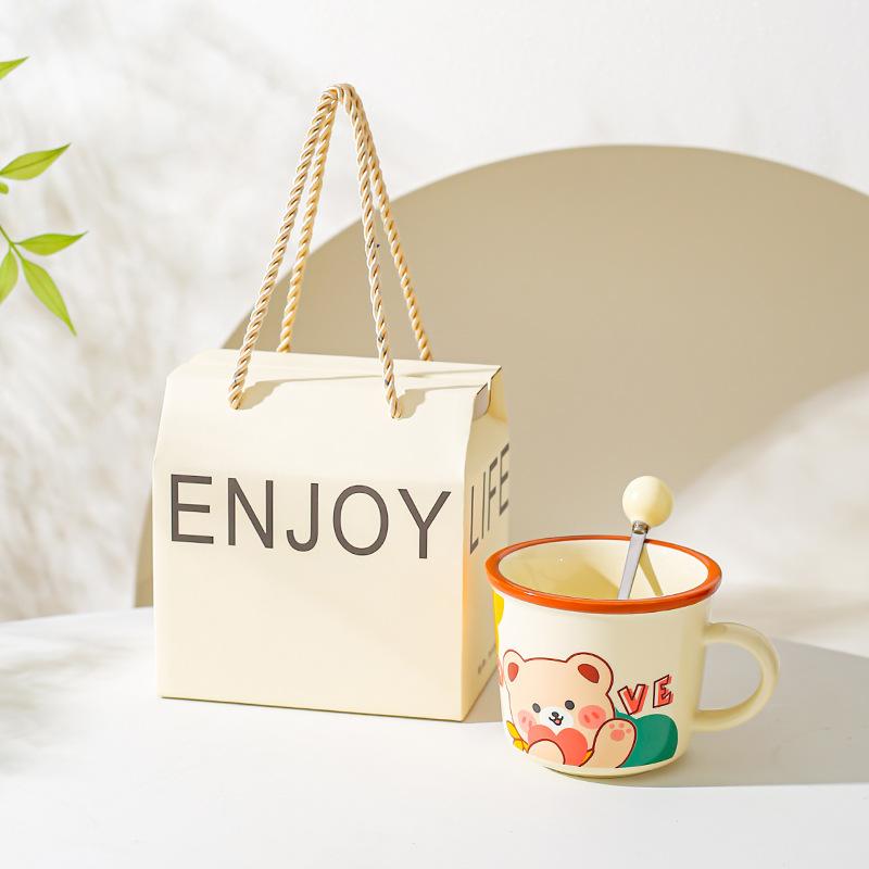 Design Sense Niche Office Water Cup Cute Pet Cartoon Illustration Animal Mug Household Couple Milk Breakfast Cup