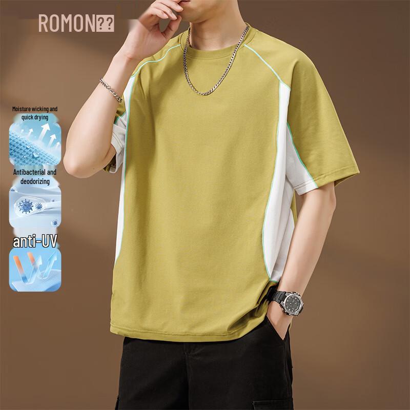 ROMON Men s Anti-Bacterial Cooling Crew Neck Short Sleeve T-Shirt S