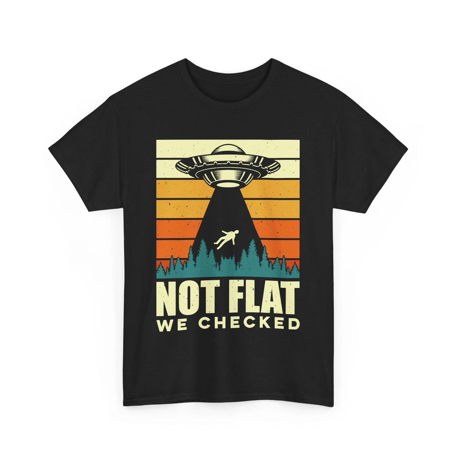 Space Alien Tee | UFO T-Shirt | Not Flat we checked | Alien Abduction Shirt M