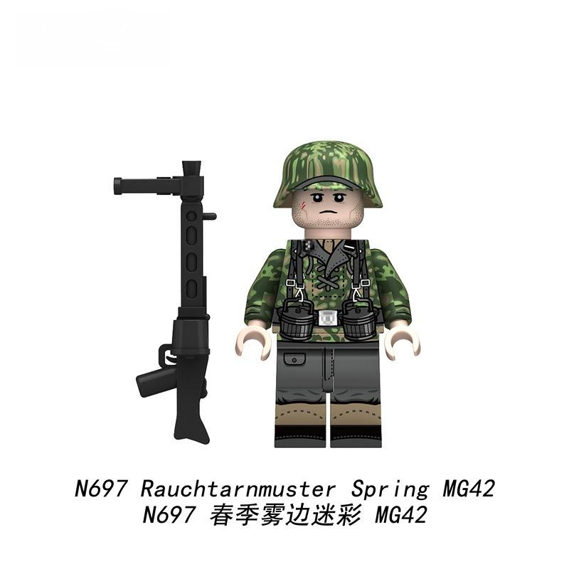 Neue Militärserie Armee Deutsche Frühjahrstarnung Soldat 4,5cm Bausteine Infanteriefiguren Helm Steine Montage Spielzeug