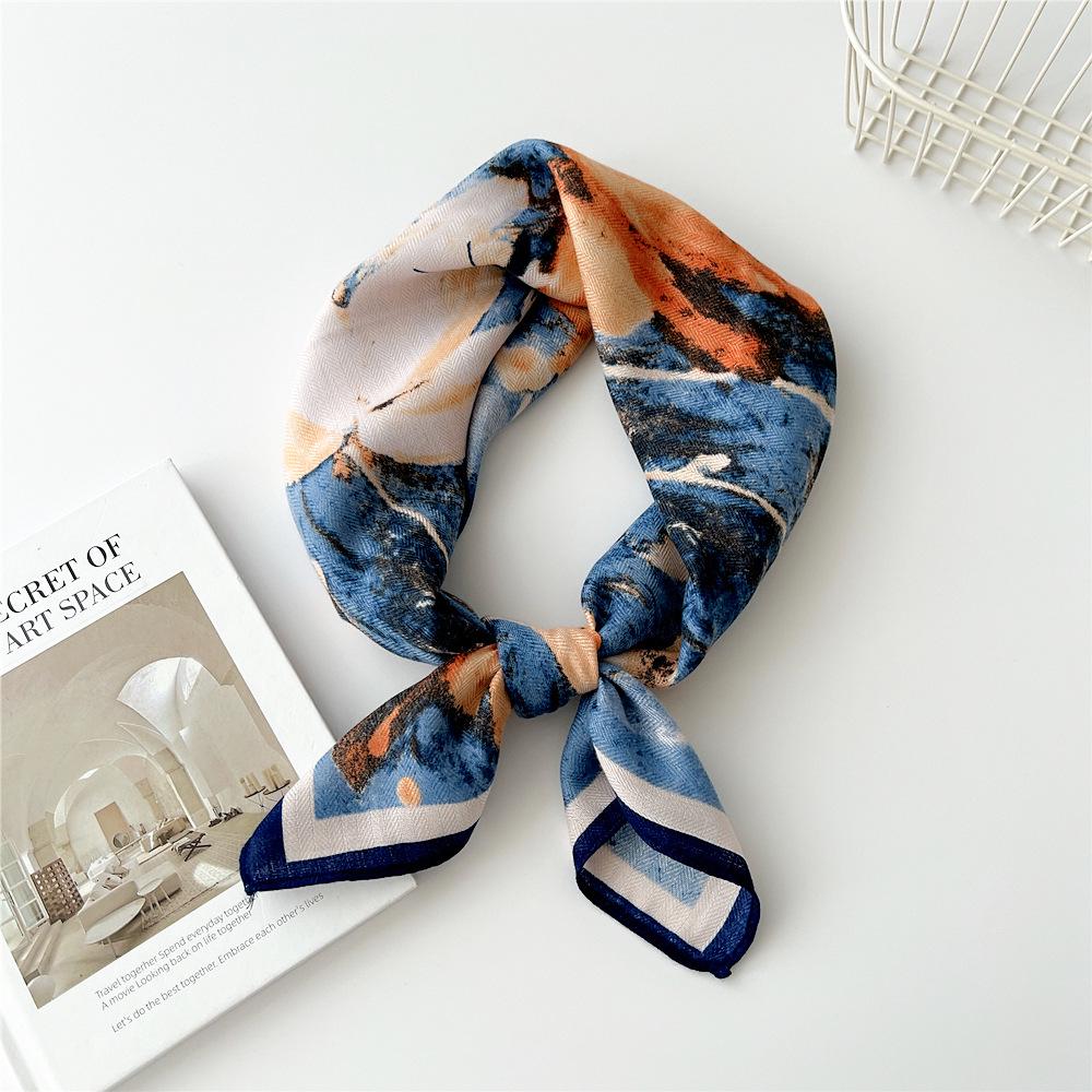 Versatile Women's Silk Cotton Linen Scarf: Fashionable Square Neck Accessory for Spring to Autumn