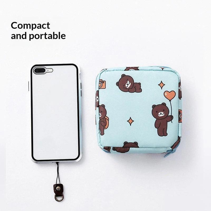 Women Sanitary Napkin Tampon Storage Bag Portable Waterproof Organizer Pouch Cartoon Pattern Sanitary Napkin Bag