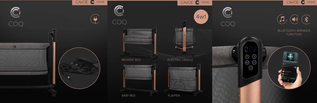 Cavoe COQ 4-in-1 Cashmere Electric Cradle and Cot