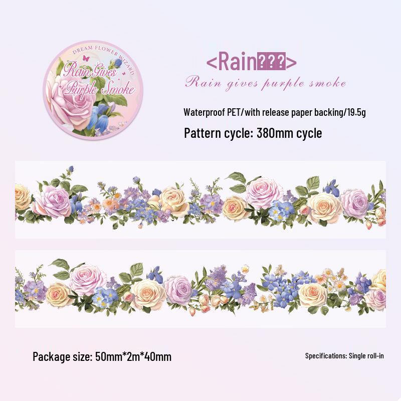 Рулон васи-ленты «Сказка о цветке мечты» - Цветочные декоративные наклейки для детских журналов