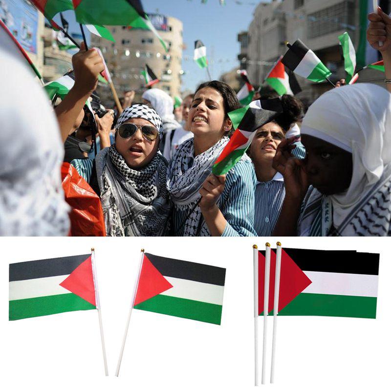 Palestina Handflaggor Livfulla Polyester Bilfönsterflaggor För Free Gaza Frihetsvisning