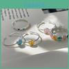 Colorful Drip Glaze Smiley Face Heart Ring For Women Trendy Ins Style Adjustable Fashionable Jewelry