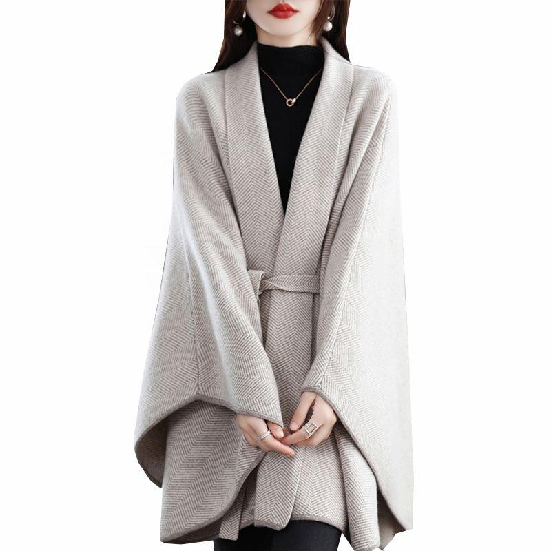 

Cape and Shawl Women s New Arrival Cashmere Coat Outwear Mid Length Long Length Fashionable Cardigan Spring & Fall Winter Thick Wool Knitting Sweater Image color 2XL