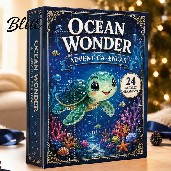 Holiday Surprise Gift Box Ocean Advent Calendars 2026 Marine Themed 24 Days Christmas Countdown Calendar Educational Toys for Kids 2D Acrylic