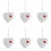 6pcs Colorful Fluffy Heart Christmas Balls Ornaments Handmade Bag Charms Green Furry Elf Balls Pendant with Red Hearts